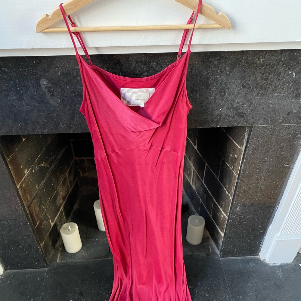 Anthropologie raspberry slip dress